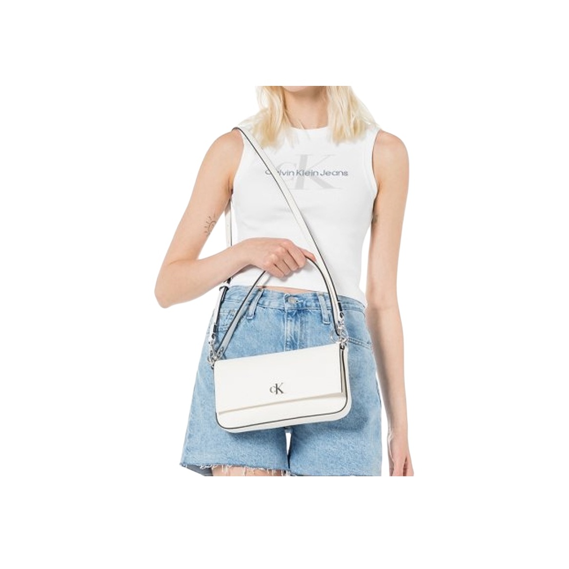 ☆ ☆ Women's CKJ Drawstring Shoulder Bag Ivory Monogram Logo Drawstring Crossbody Bag | Calvin Klein