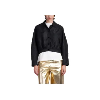 GANNI Ruched Detailed Cropped Jacket