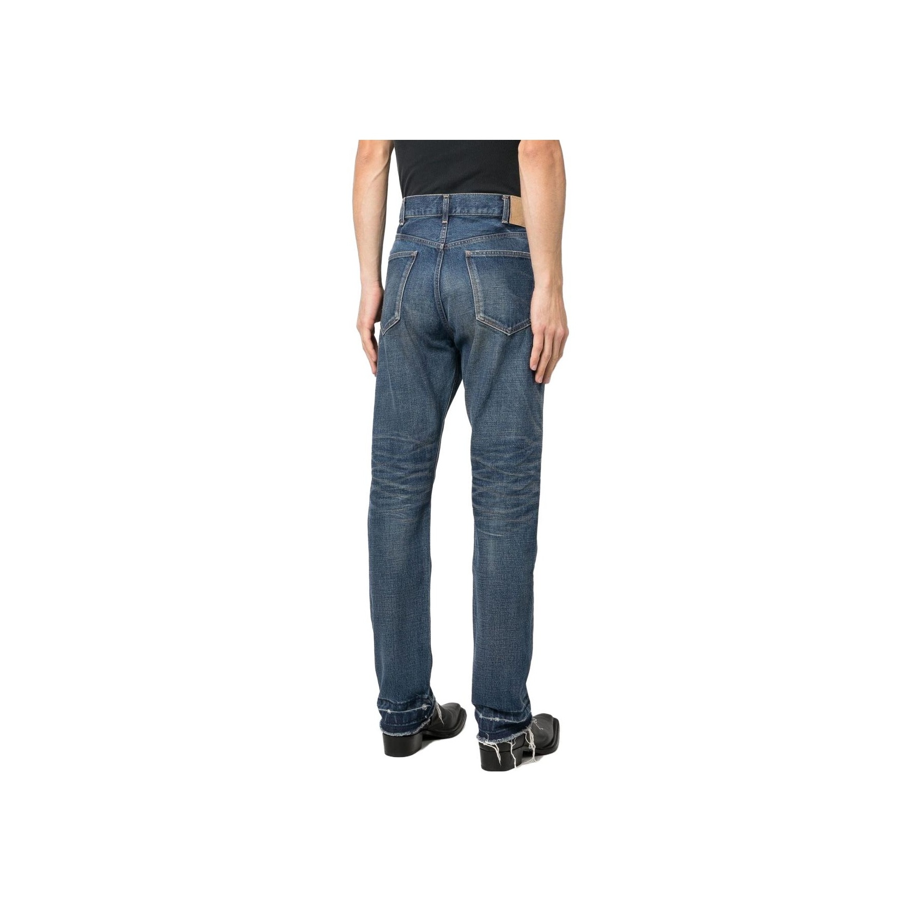 Celine Lou Washed Low-Rise Jeans - POIZON