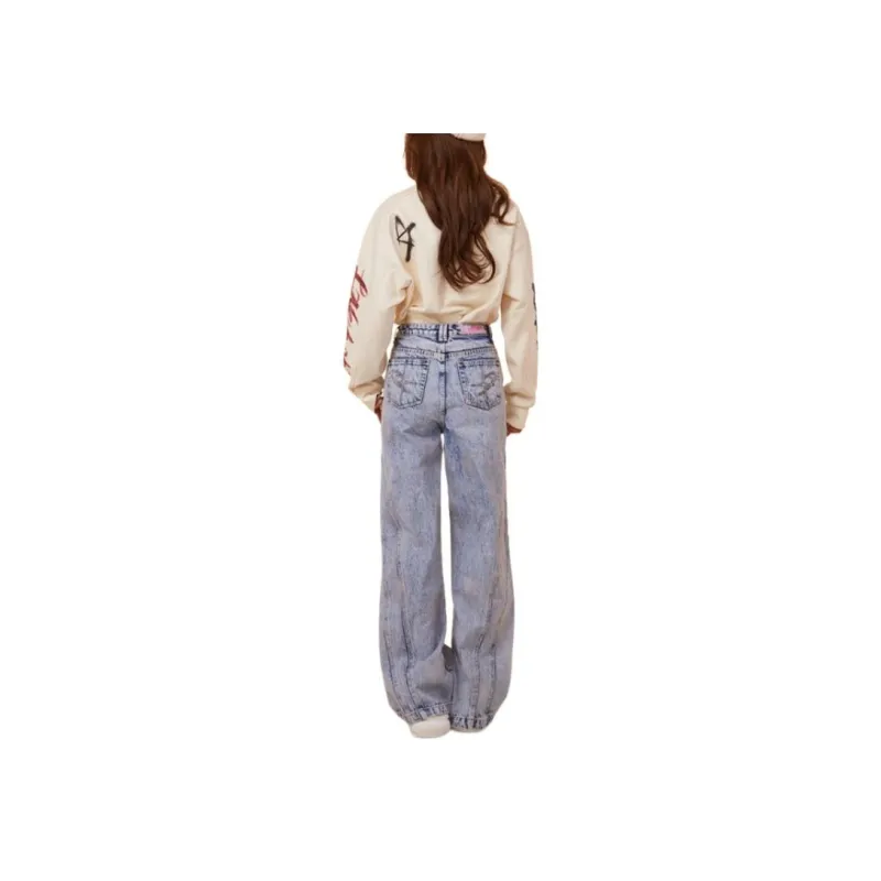 LALABOBO Jeans Women's Light Blue White-2