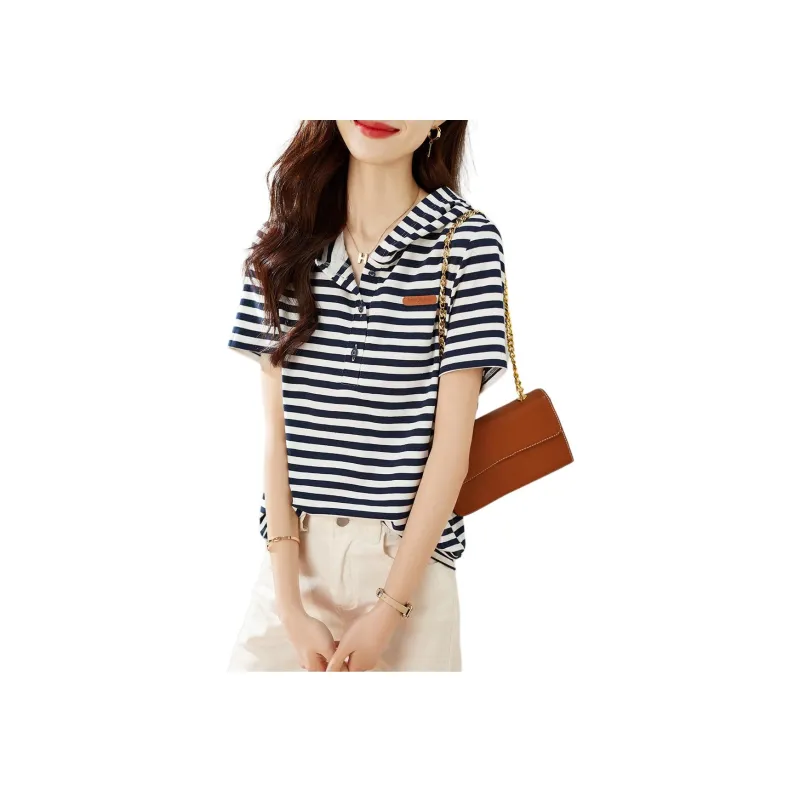 Mo Han Yi Mei T Shirt Women's Navy Blue-2