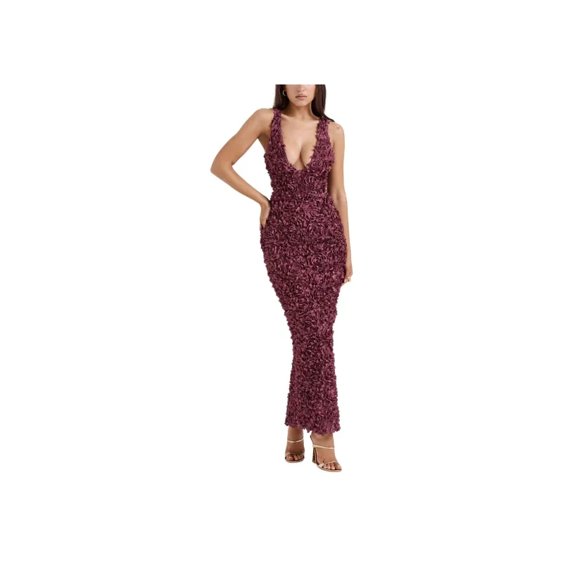 HOUSE OF CB CARENA Slip Dress Women's MERLOT/Burgundy-2