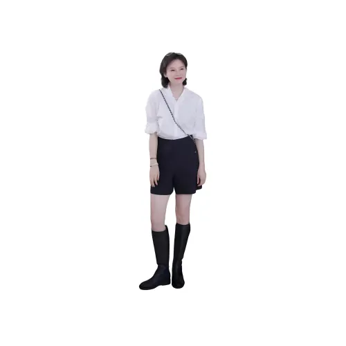 RUIENCO. 블랙 여성 캐주얼 반바지