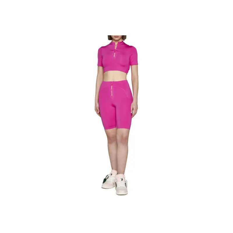 OFF WHITE Zip Detailed Short Sleeved Top-1