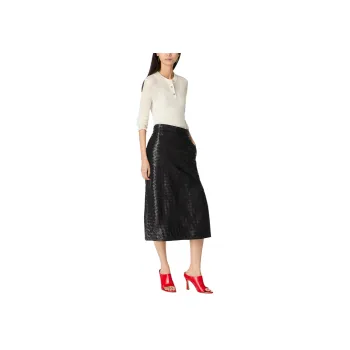 Bottega Veneta SS25 Leather Long Skirt Women's Black