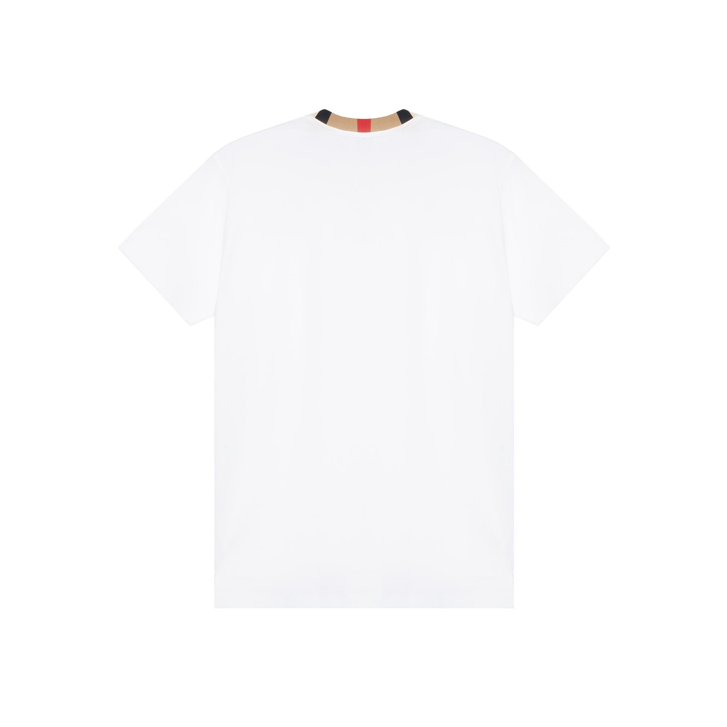 Burberry Icon Stripe Trim Cotton T-shirt White - POIZON