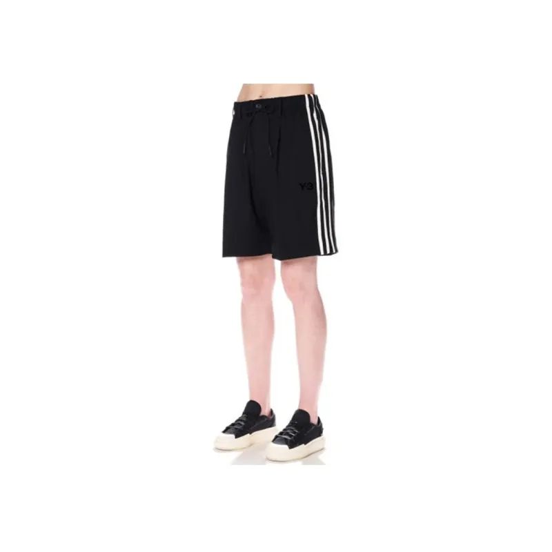 Y-3 Stripe-Detailed Knee-Length Shorts Black-4