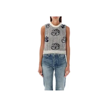 THOM BROWNE Rose Intarsia Cable Knitted Sleeveless Jumper