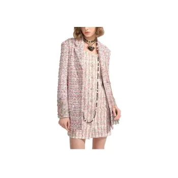 CHANEL 23 Spring Summer Long Sleeved Dress Women's Pink