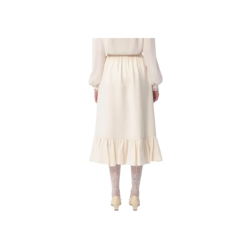 Valentino Crepe Couture Ruffled Hem Midi Skirt-3