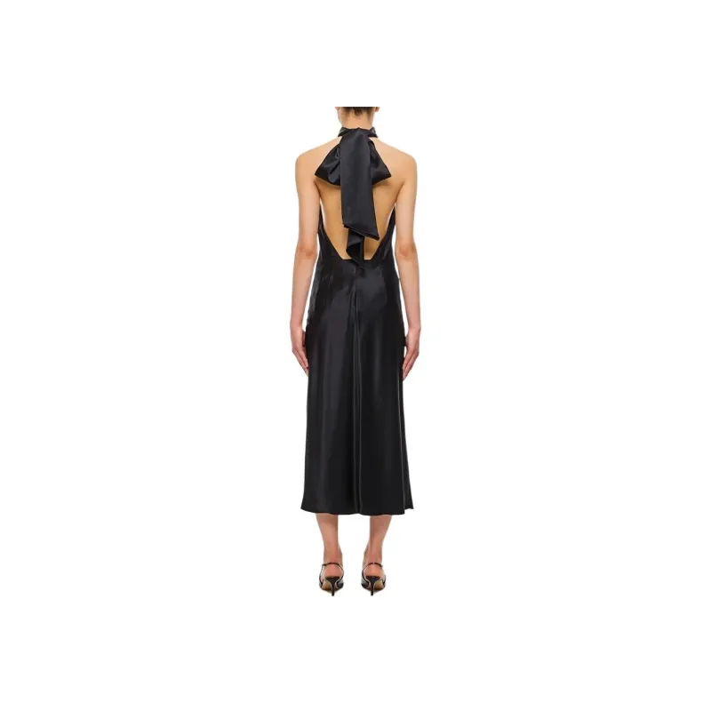 MaxMara Moli Halterneck Sleeveless Satin Dress-1