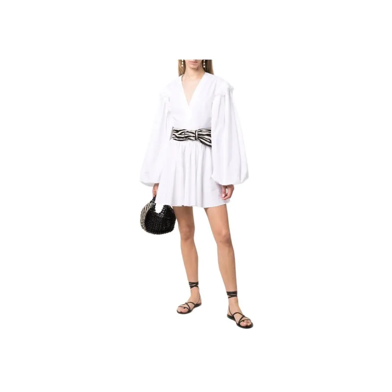 Patou Ballon Sleeved V Neck Mini Dress-1