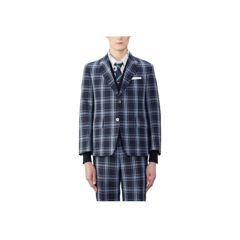 THOM BROWNE Checked Virgin Wool Blend Blazer-0