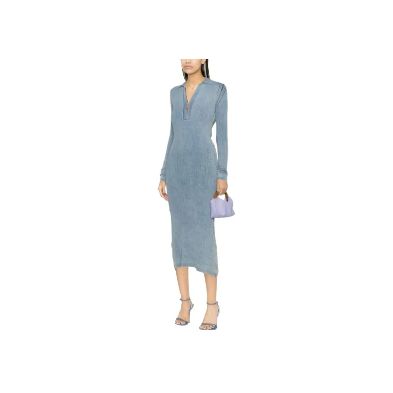DIESEL Long-Sleeved Dresses Women's Light Blue-3