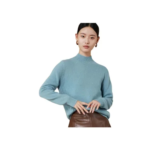 MIHUANG 파인 블루 여성 캐시미어 스웨터