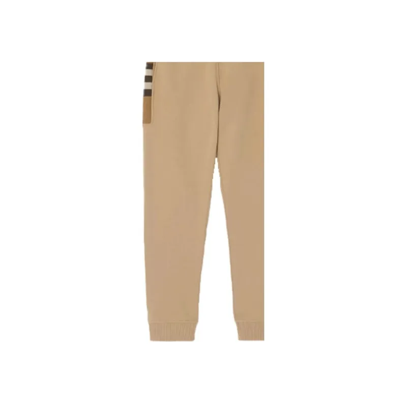 Burberry Check Panel Cotton Blend Jogging Pants-5