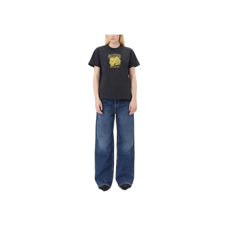 GANNI Jersey Owls T shirt-1