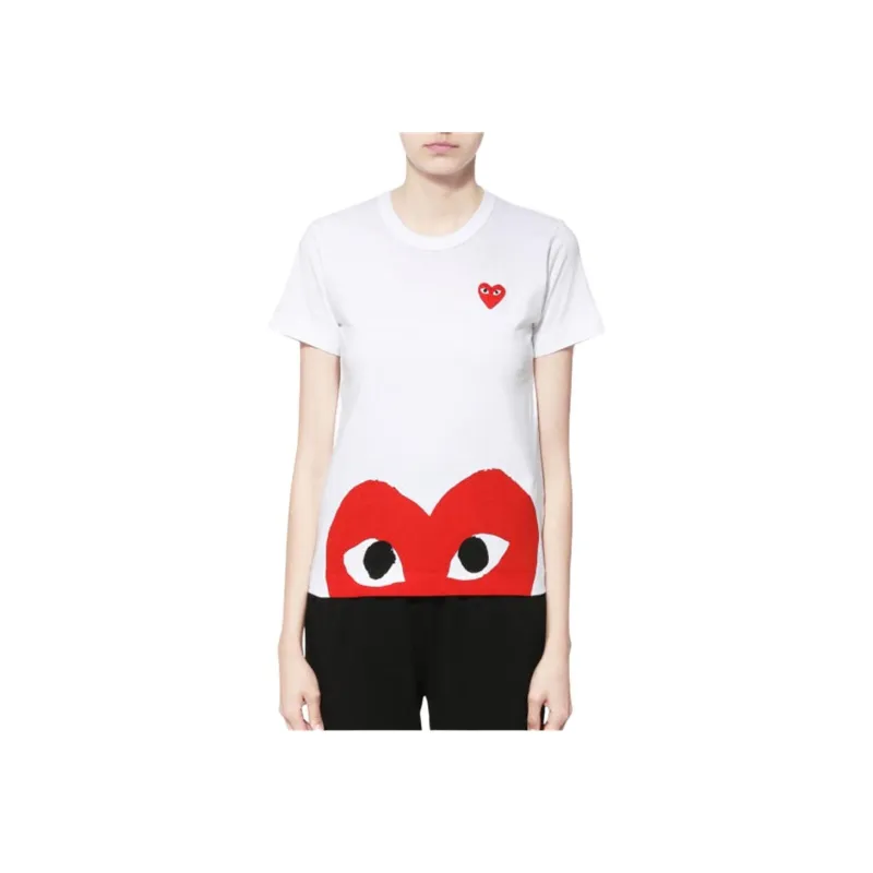 Comme Des Garçons Play T-Shirt Big Half Red Heart 'White'-1