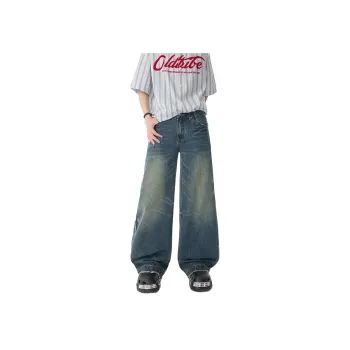 HOKLV Jeans Unisex Vintage Blue