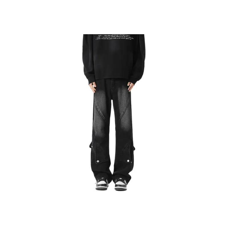TESTUNG American Luxury Streetwear Trendy Brand Loose Fit Straight Fit Jeans Unisex-0
