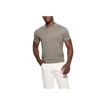 GUESS Polo Shirt Men's Beige Yellow
