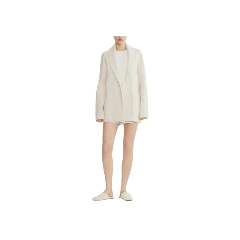 ARITZIA FW24 The Group By Babaton Shawl Merino Wool Below-Bum Jacket Coats Women's Heather Bone-2