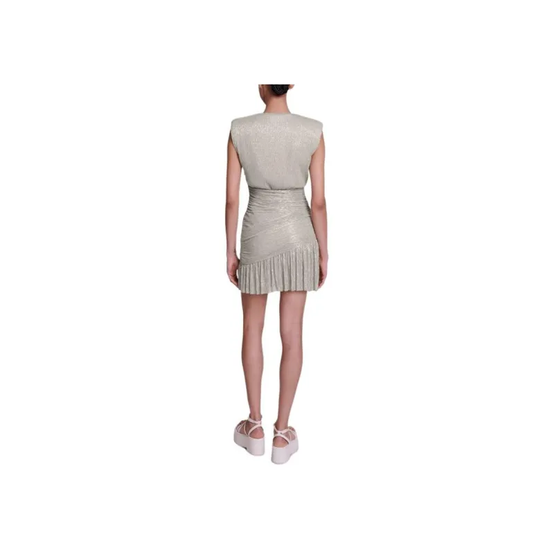 Maje Ruched Lurex Mini Dress-3