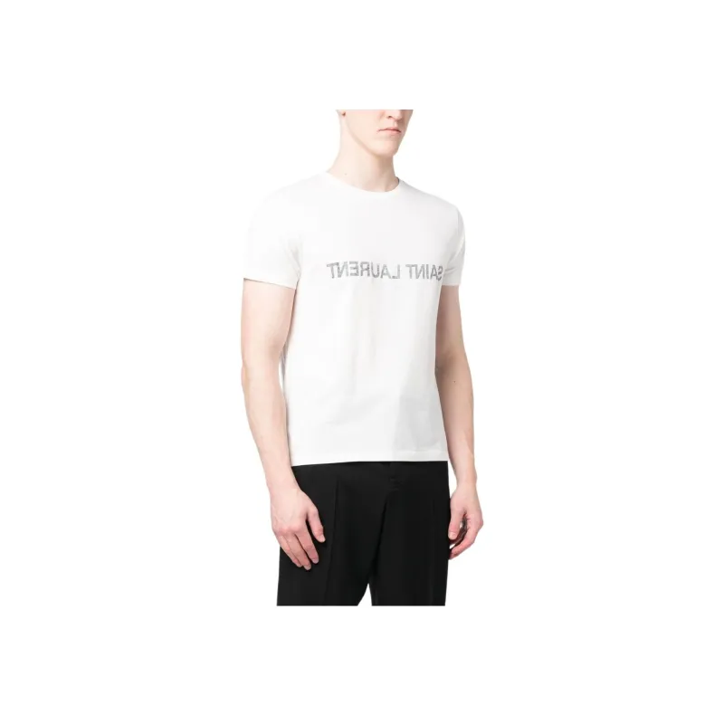 SAINT LAURENT Logo Printed Crewneck T Shirt-3