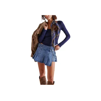 FREE PEOPLE We The Free Stephie Denim Skort Denim Short Skirts Women's Bella Blue