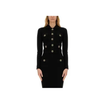 BALMAIN Long Sleeved Cropped Knitted Cardigan