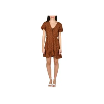 BILLABONG Short Sleeved Dress Women's Brown