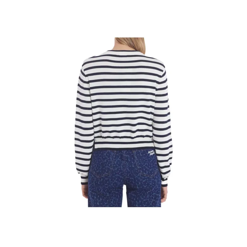 Maison Kitsune Fox Head Intarsia Buttoned Striped Cardigan-4
