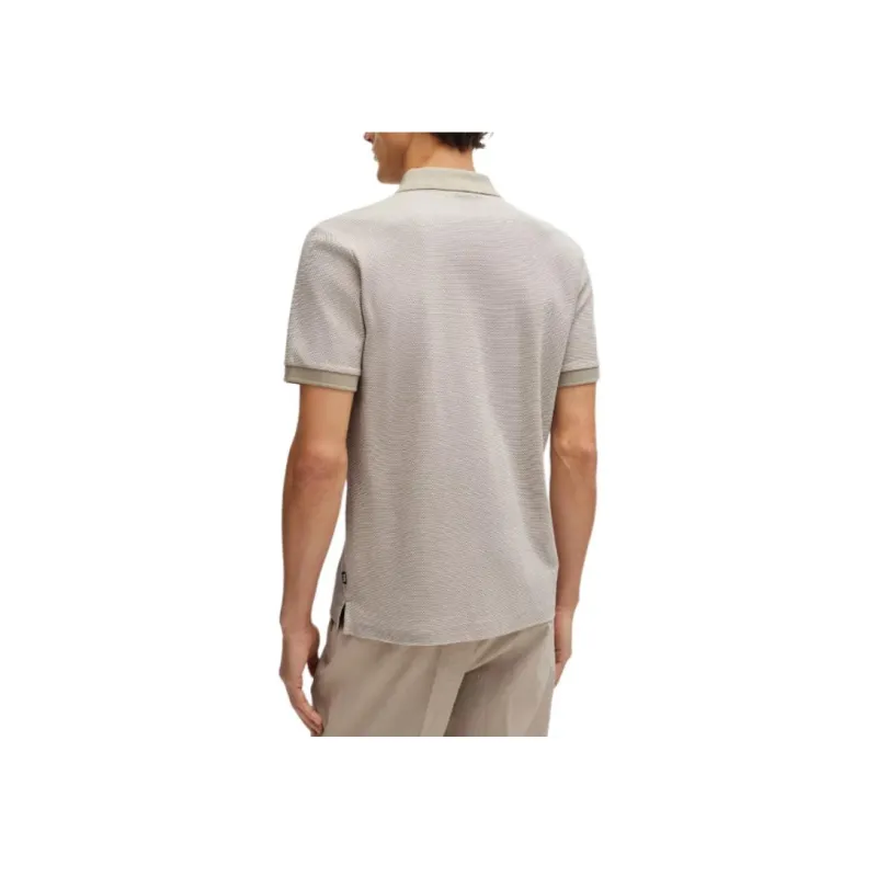 HUGO BOSS Slim Fit Polo Shirt In Two Tone Mercerised Cotton Polo Shirt Men's Light Beige-1