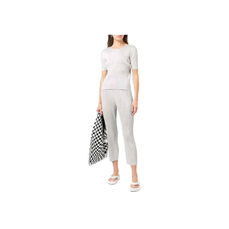 PLEATS PLEASE ISSEY MIYAKE Casual Pants Unisex Light Gray-3