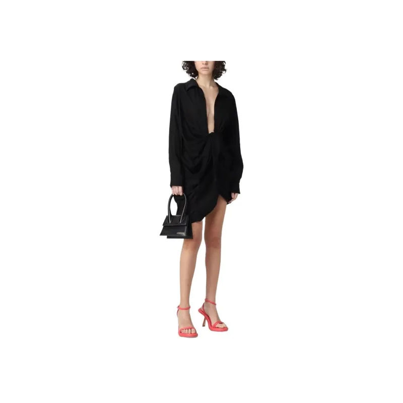 Jacquemus La Robe Bahia V Neck Shirt Dress-2