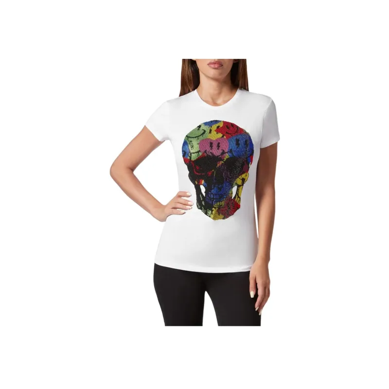 PHILIPP PLEIN Skull print Rhinestones embellishment T shirt-1