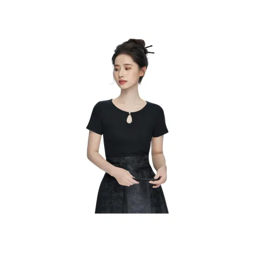 XINGHEHANGE 블랙 여성 티셔츠