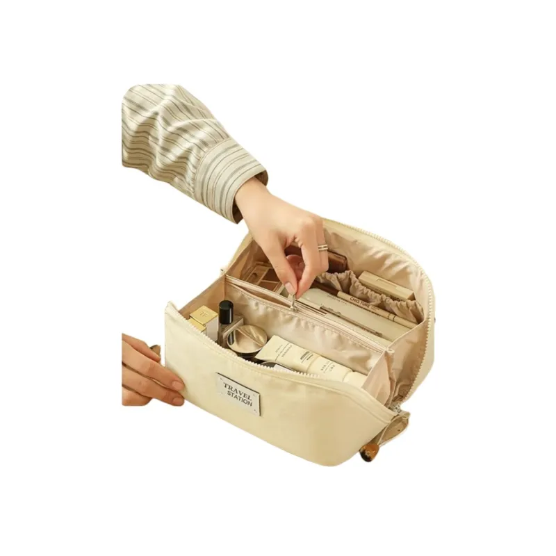 Boniu Polyester Makeup Bag Regular Women's Beige Yellow/Milk Coffee-3