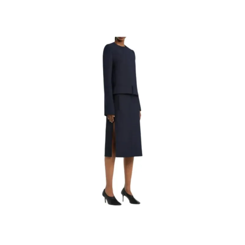 COURREGES SS25 BELTED SLIT SKIRT Casual Long Skirt Women's Navy/Marine Blue-1