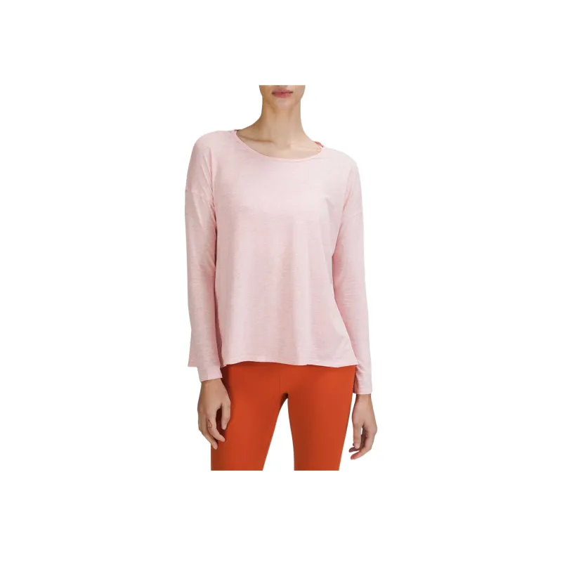 Lululemon Drop Shoulder Sleeve T-Shirt Women's Mixed Color Soft Pink-0