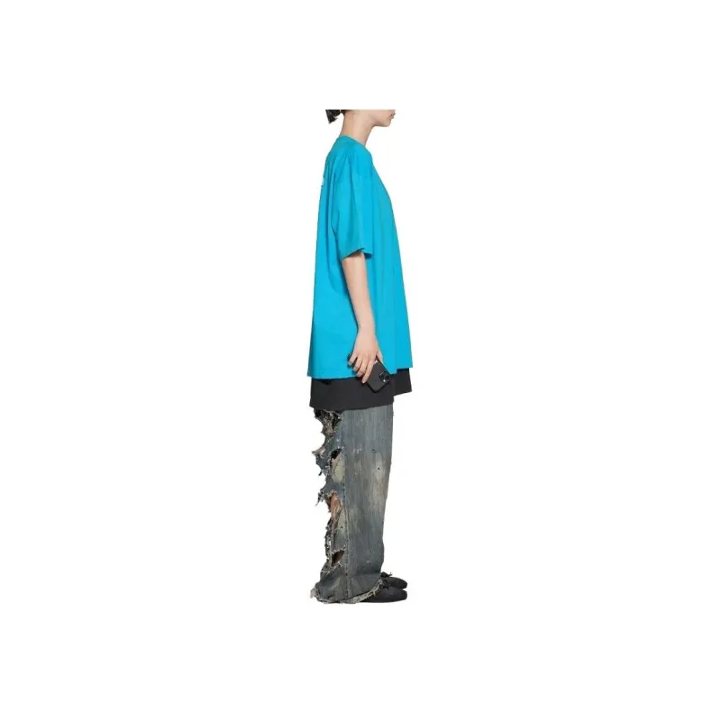 Balenciaga Campaign Oversize T Shirt Blue-4