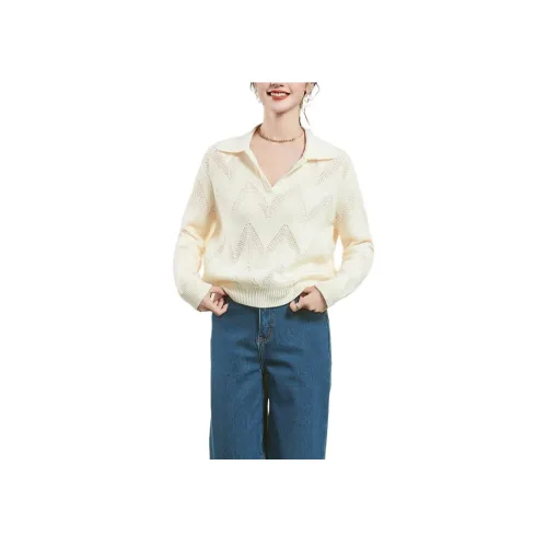 JINJU 화이트 여성 니트웨어