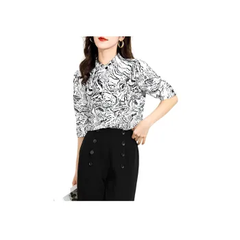Wbwq Shirt Women's Black And White Floral
