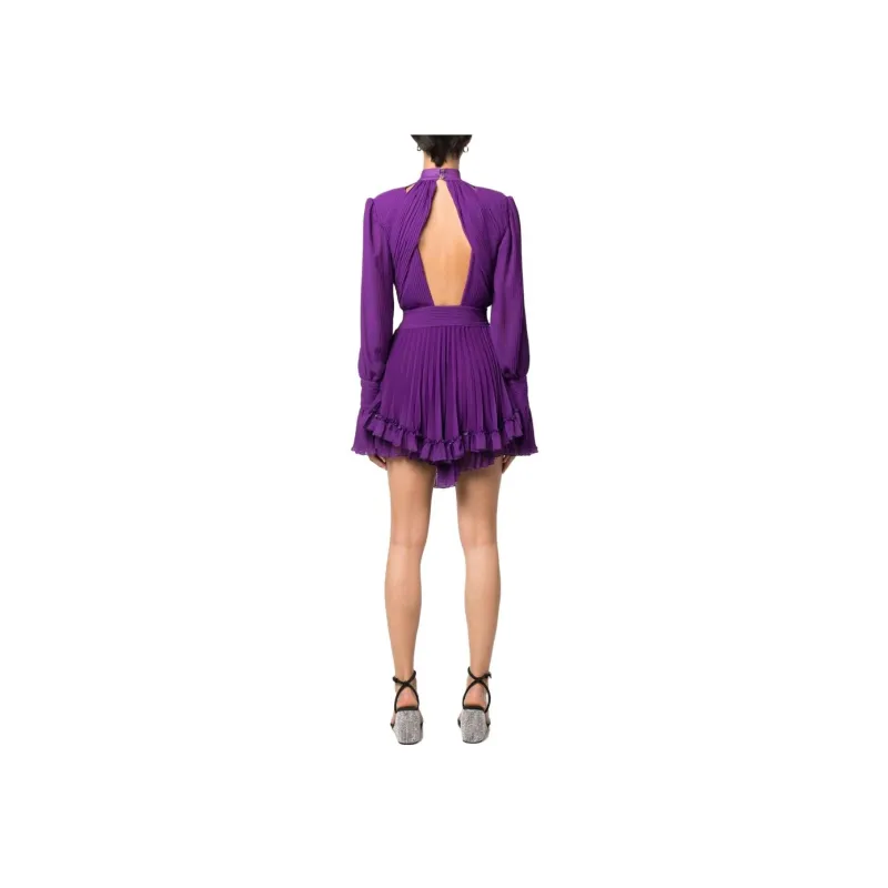 PHILIPP PLEIN Plunging V neck Pleated Dress-2