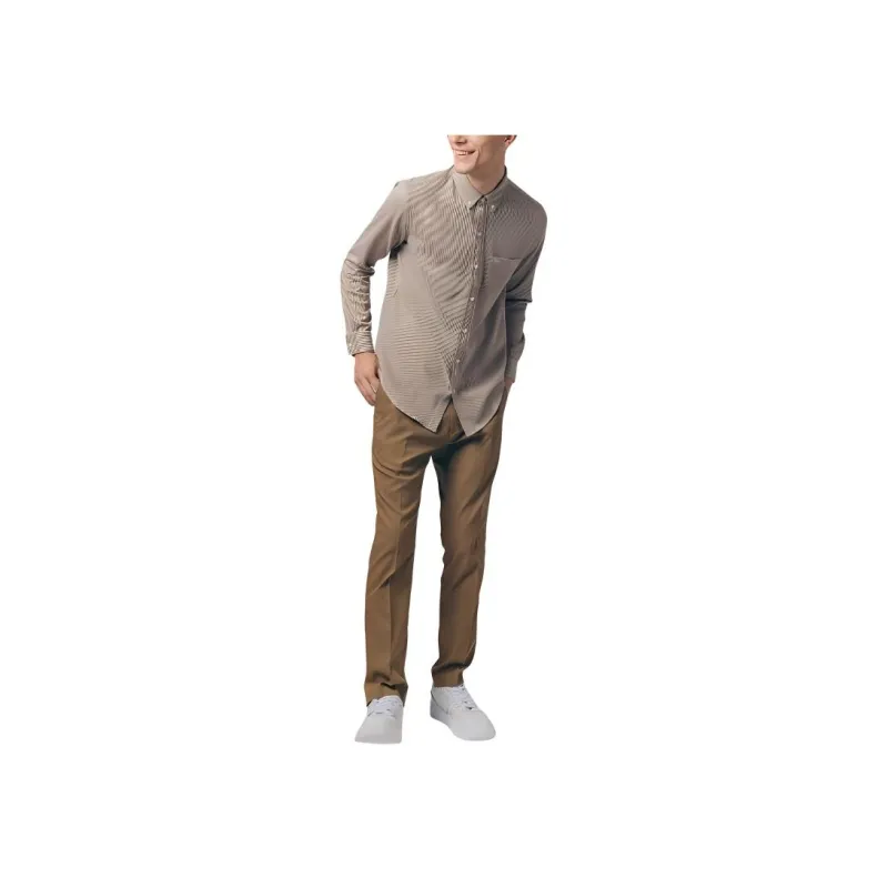 LACOSTE Striped Jersey Shirt Shirt Men's Beige-4