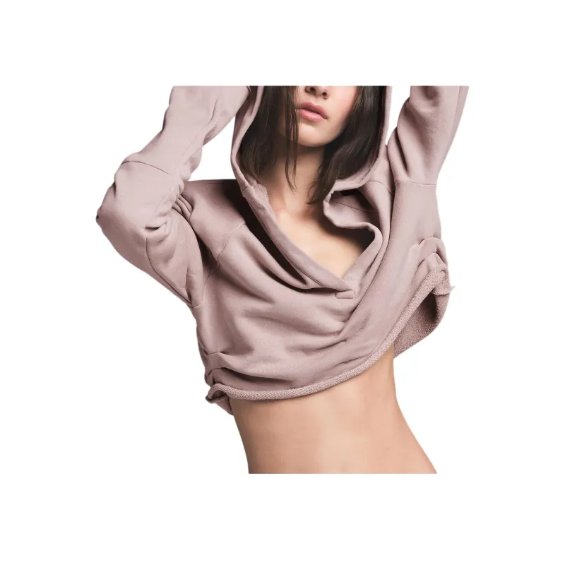 SKIMS SS25 FRENCH TERRY SHOULDER PAD CROPPED HOODIE Sweatshirt Women's FAWN/Deer-4