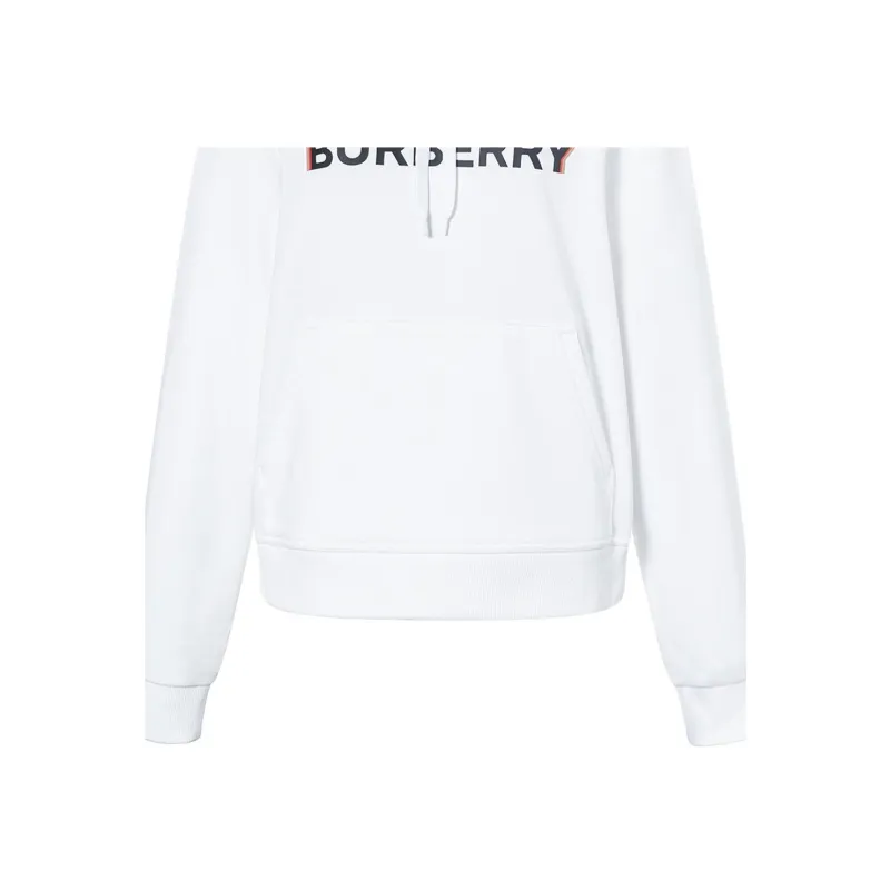 Burberry Unisex Letter Print Hooded Long Sleeve Sweatshirt White-7