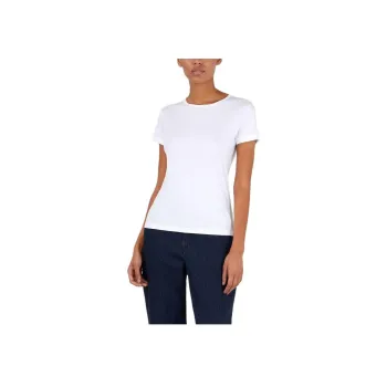 SUNSPEL Solid Color Pullover Loose Fit Crew Neck Short-Sleeved T-Shirt Women's White