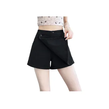 Garbege Denim Shorts Women's Black Hot Pants