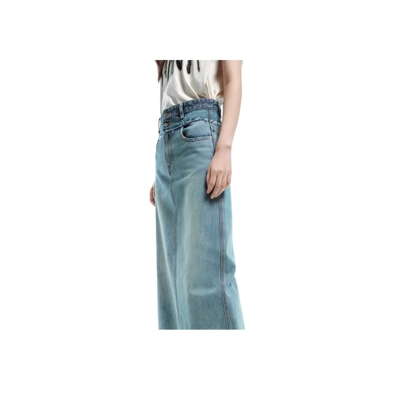 MOCO Denim Long Skirt Women's Light Blue-5